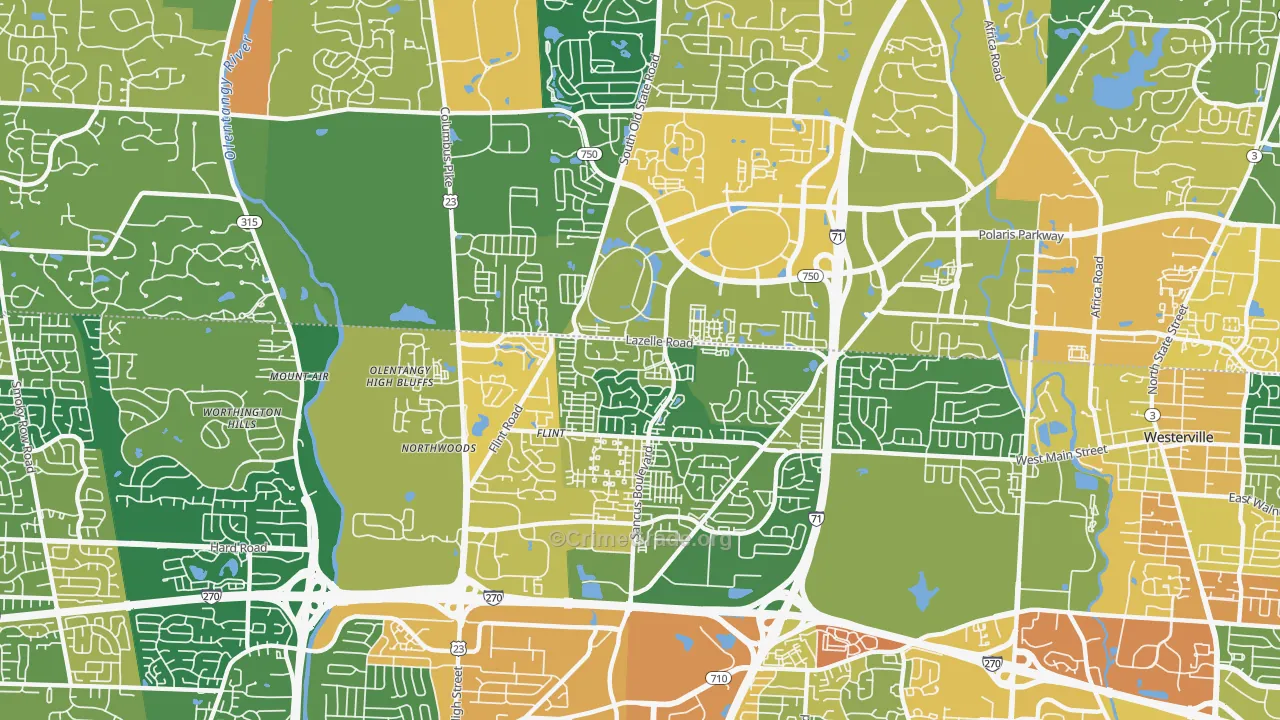 Far North, Columbus, OH Map of Assault Rates