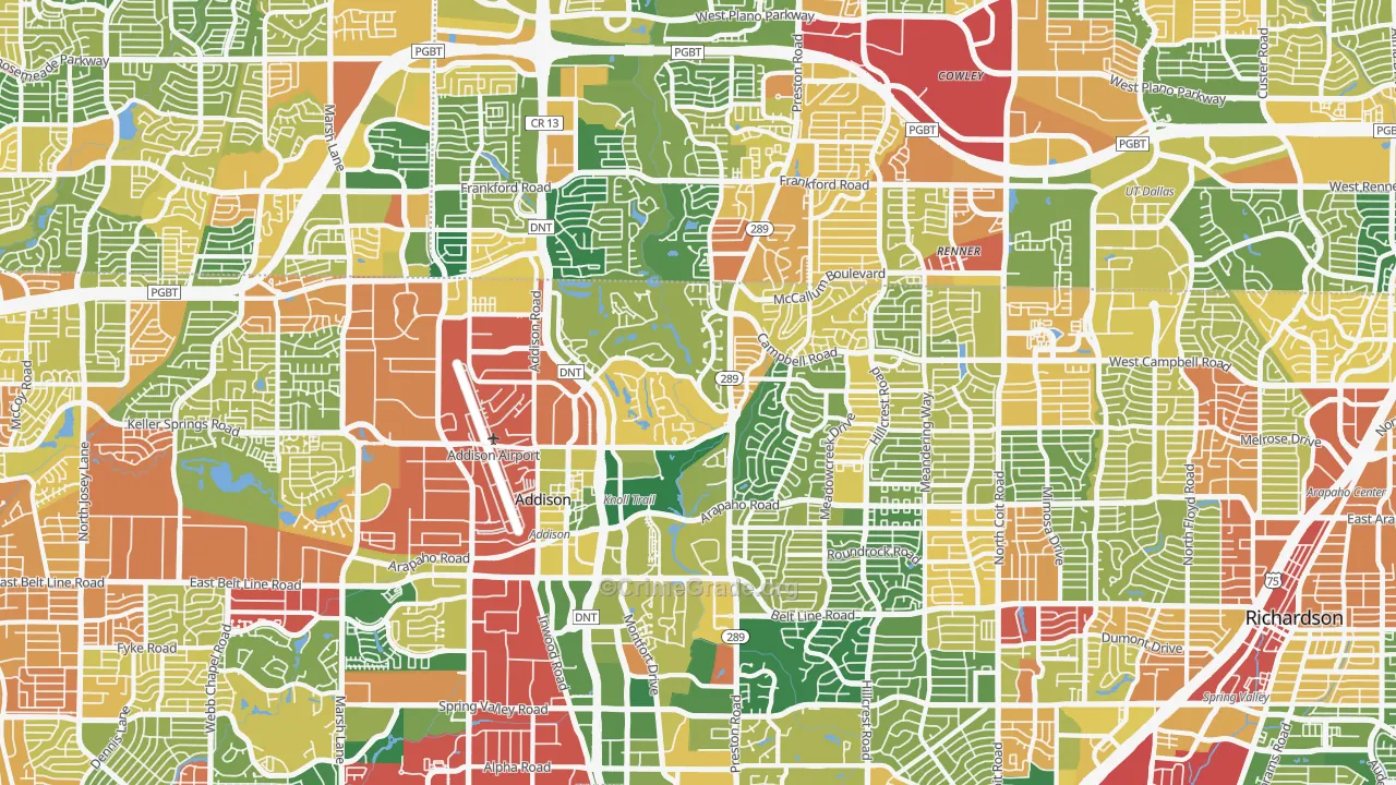 Far North Dallas, Dallas, TX Map of Assault Rates