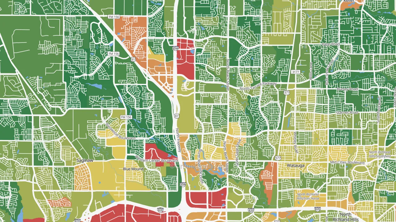 Far North Dallas-Fort Worth, Fort Worth, TX Map of Assault Rates