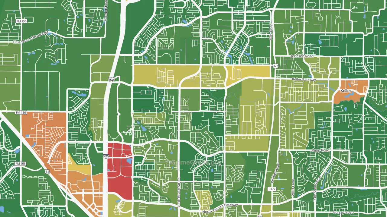 Far North Dallas-Keller, Keller, TX Map of Assault Rates