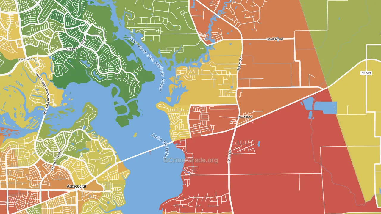 Far Northeast-Huffman, Huffman, TX Map of Assault Rates