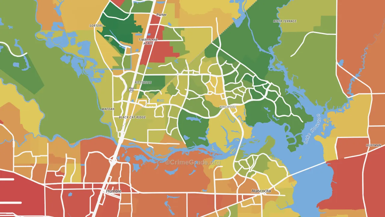 Far Northeast, Humble, TX Map of Assault Rates