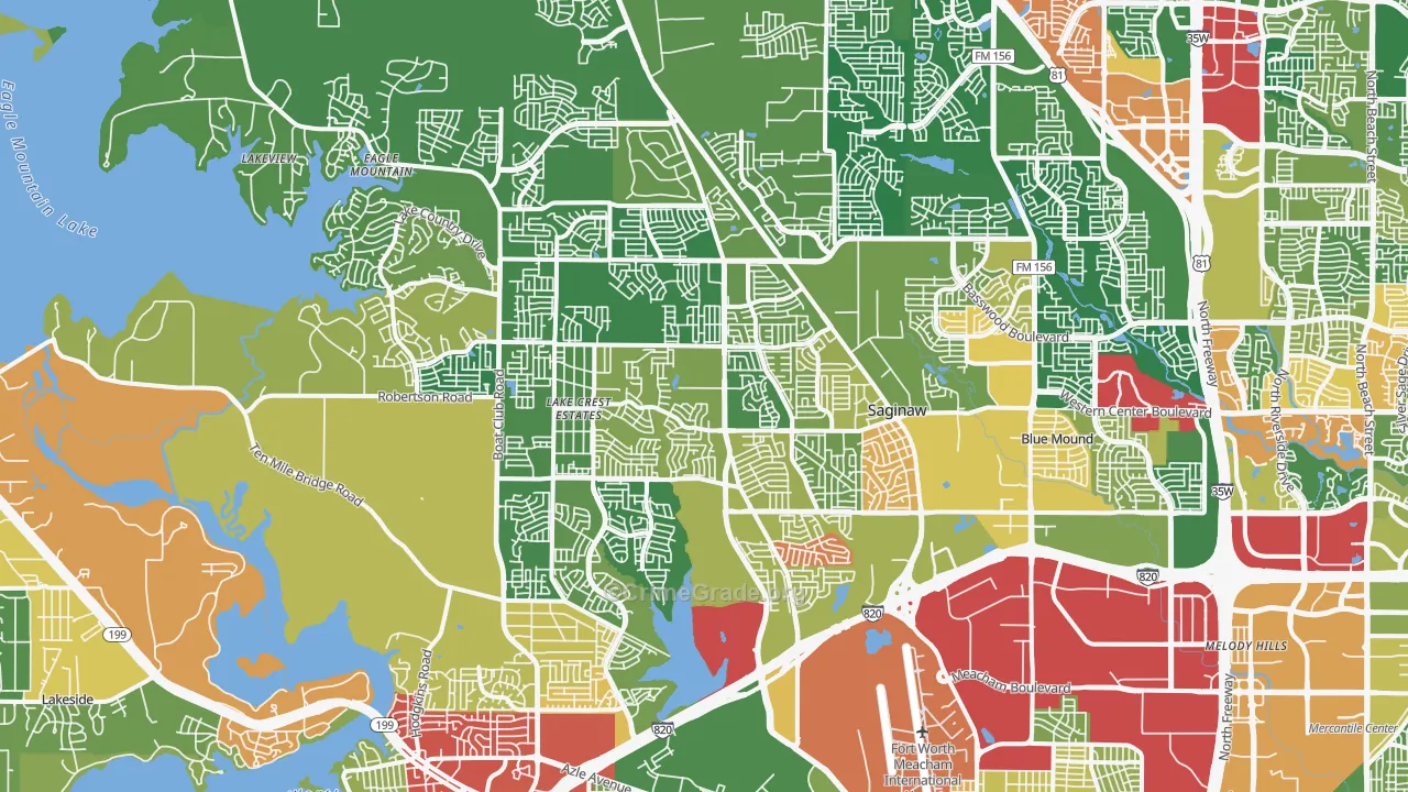 Far Northwest, Fort Worth, TX Map of Assault Rates