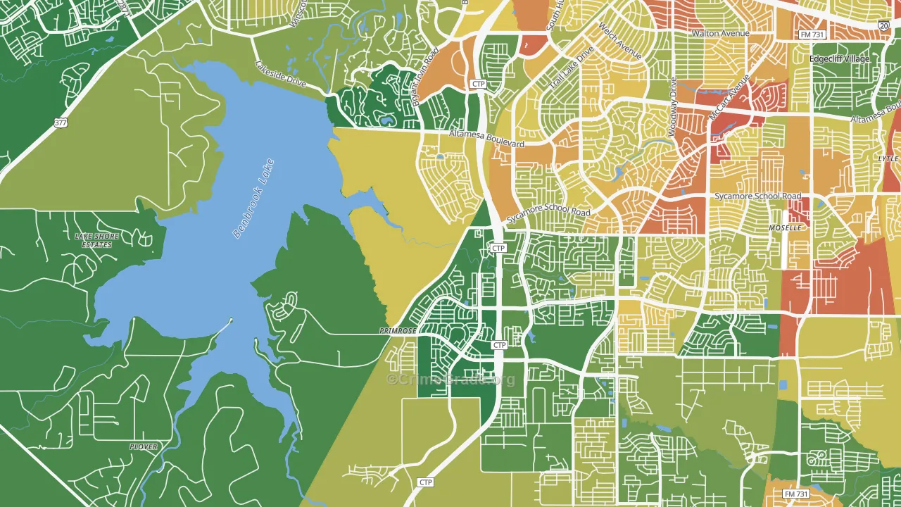 Far Southwest, Fort Worth, TX Map of Assault Rates