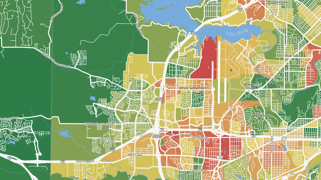 Far West, Fort Worth, TX Map of Assault Rates