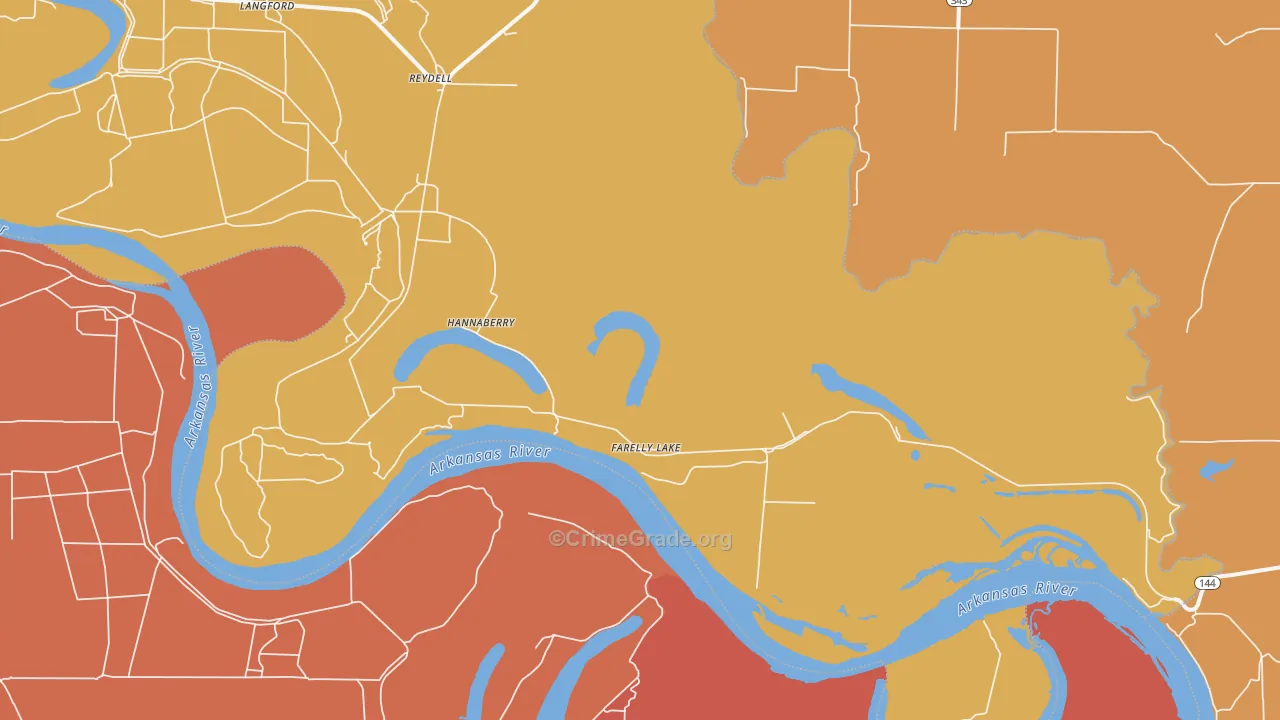Farelly Lake, AR Map of Assault Rates