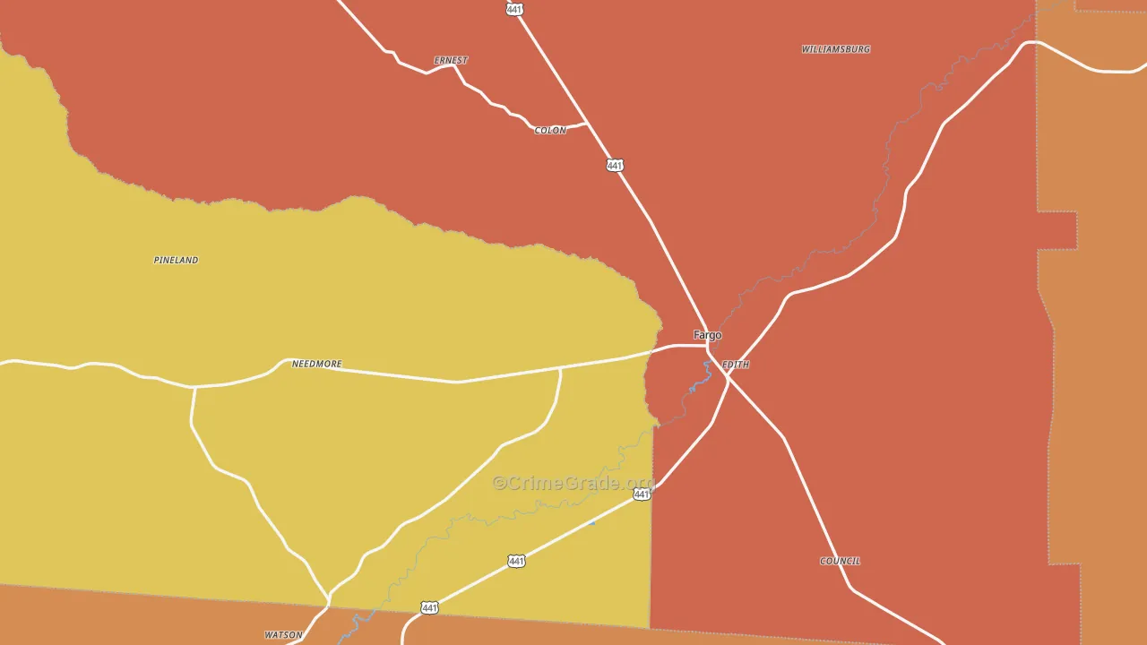 Fargo, GA Map of Assault Rates