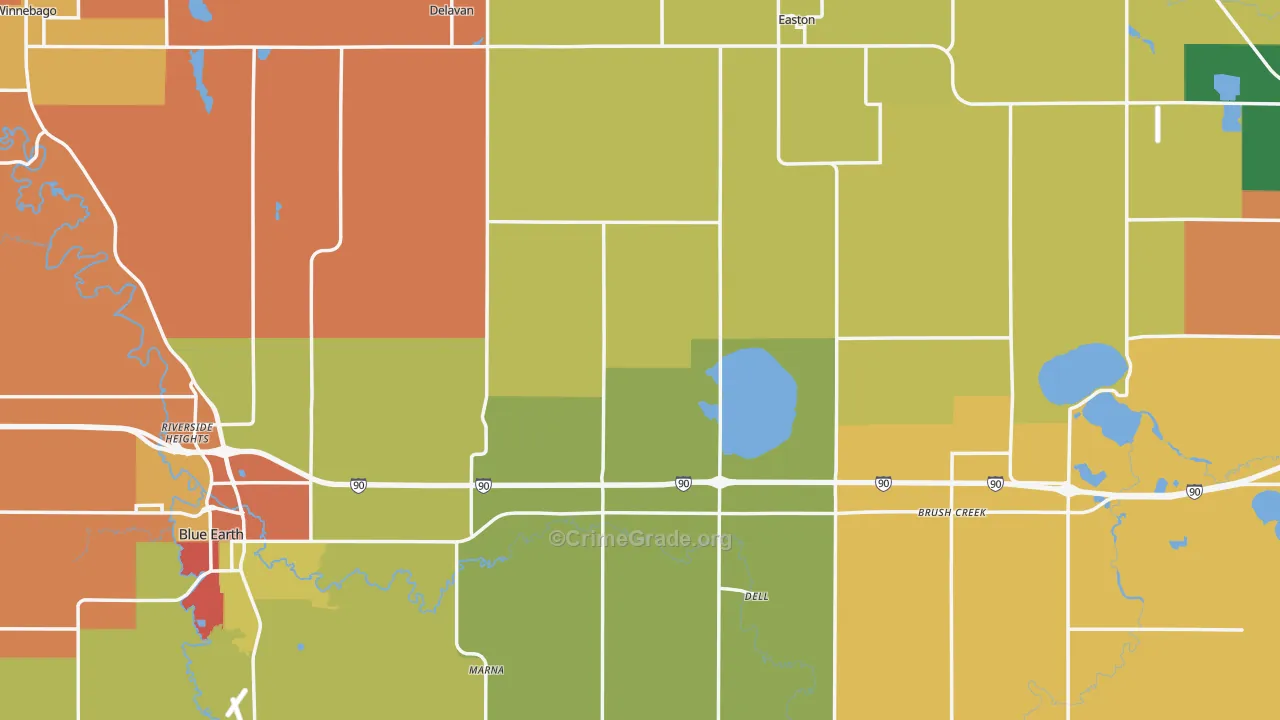 Faribault County, MN Map of Assault Rates
