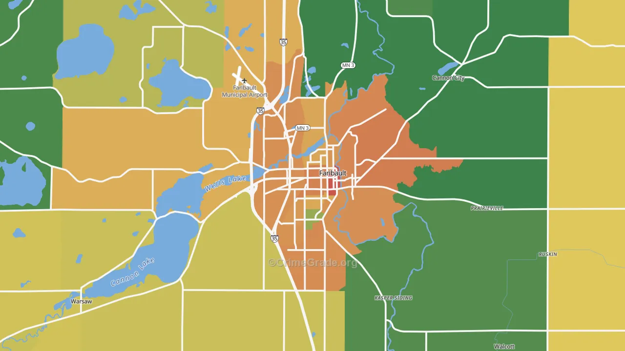 Faribault, MN Map of Assault Rates