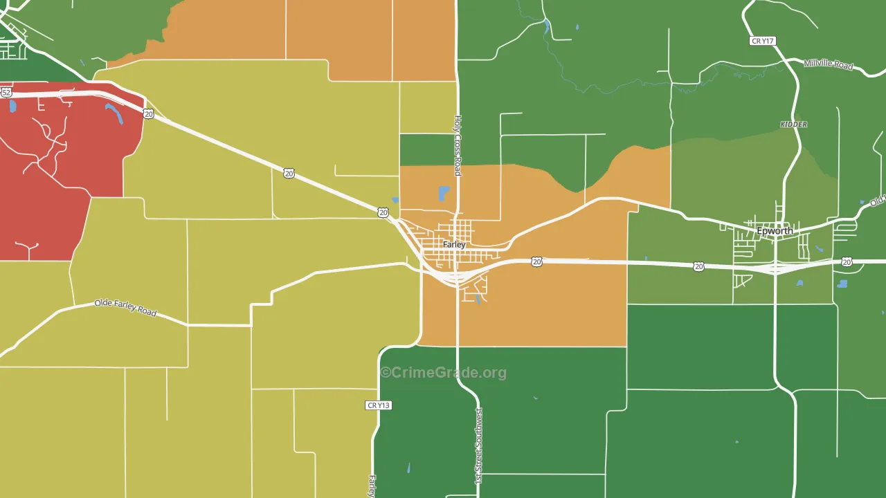 Farley, IA Map of Assault Rates