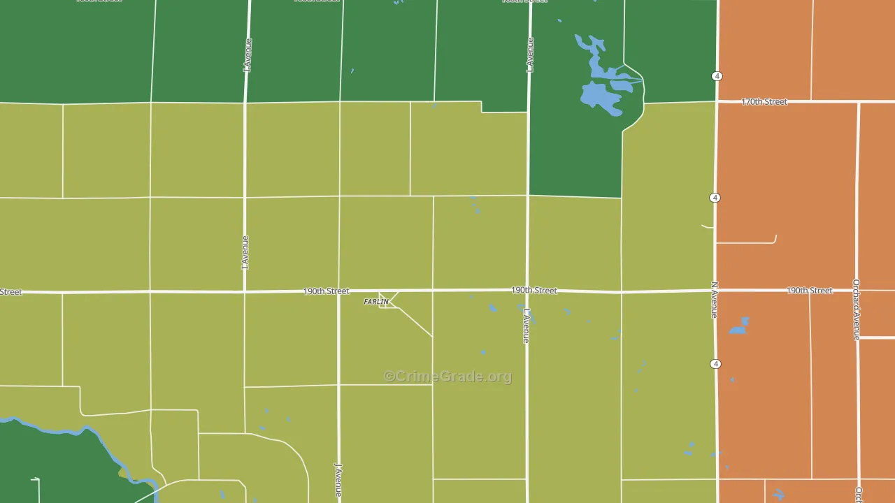 Farlin, IA Map of Assault Rates
