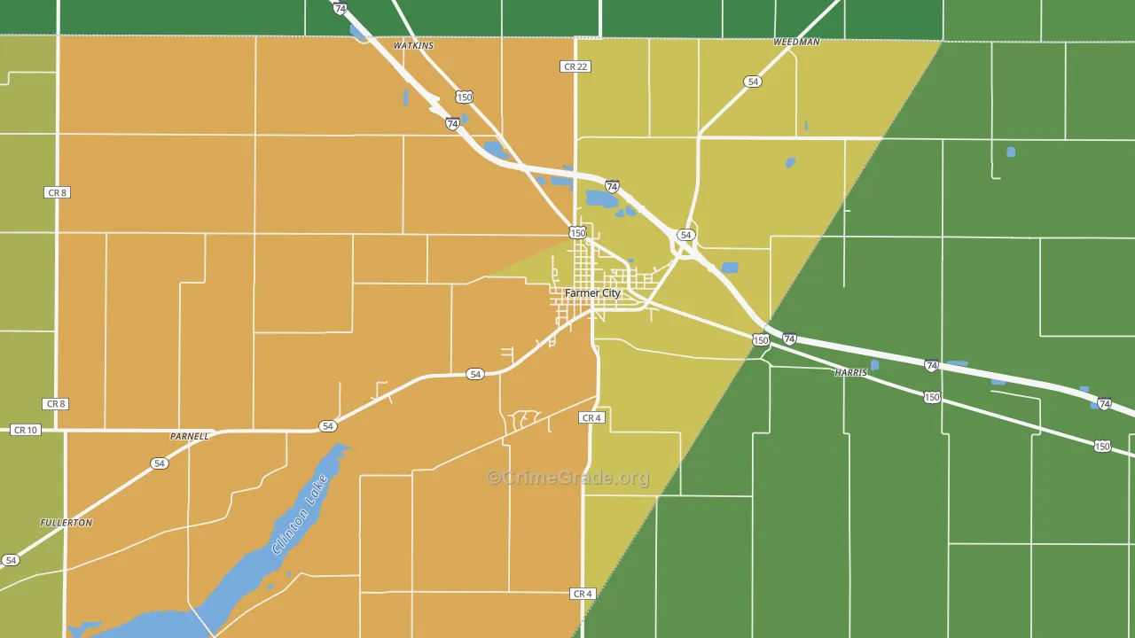 Farmer City, IL Map of Assault Rates