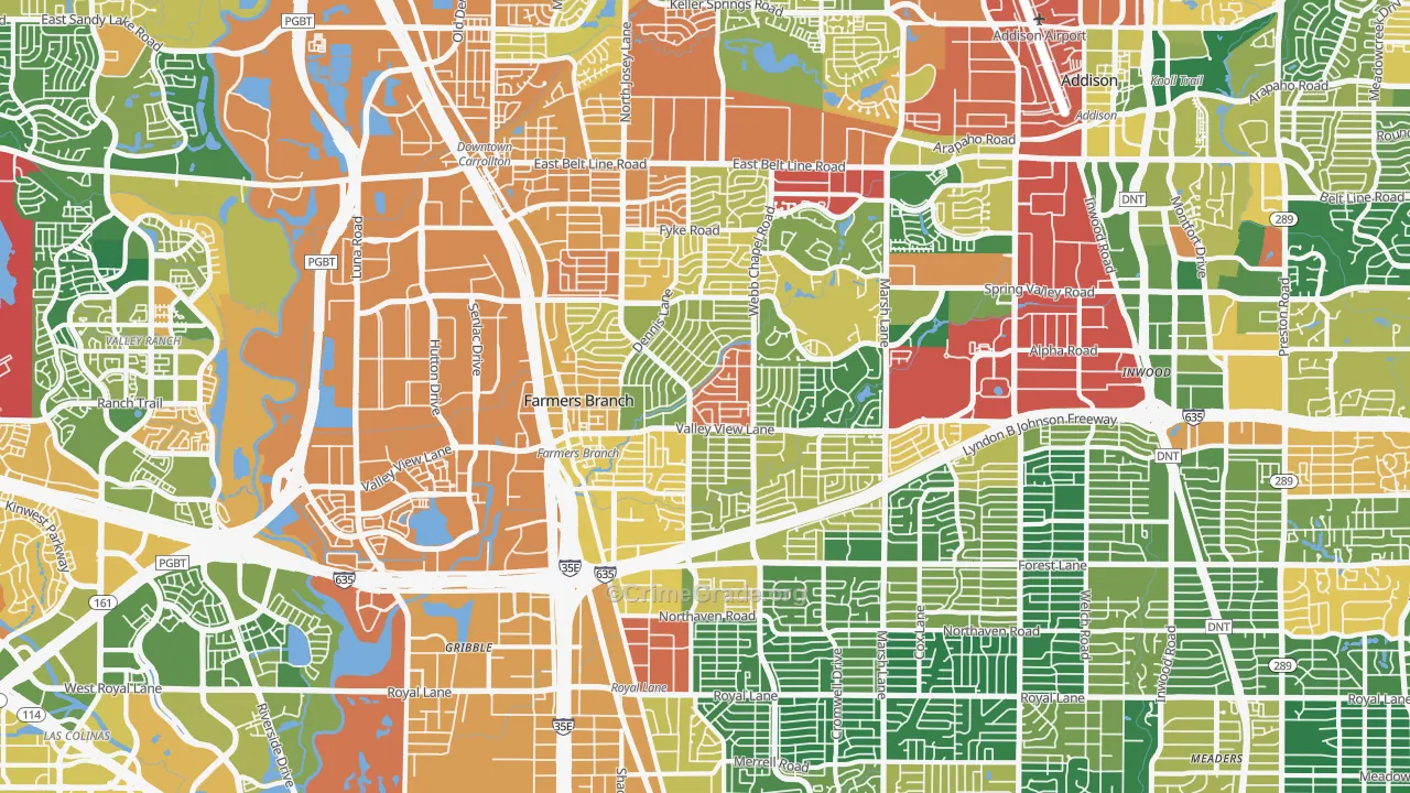 Farmers Branch, TX Map of Assault Rates