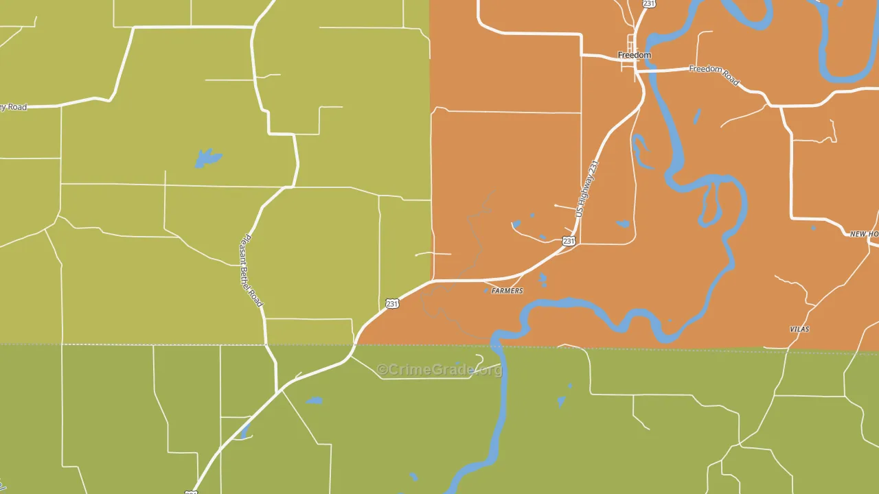Farmers, IN Map of Assault Rates