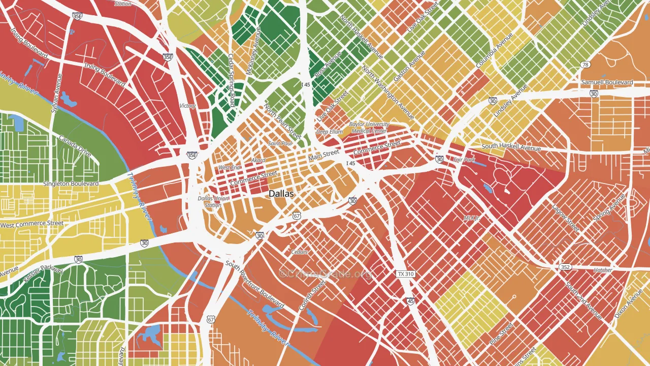 Farmers Market District, Dallas, TX Map of Assault Rates