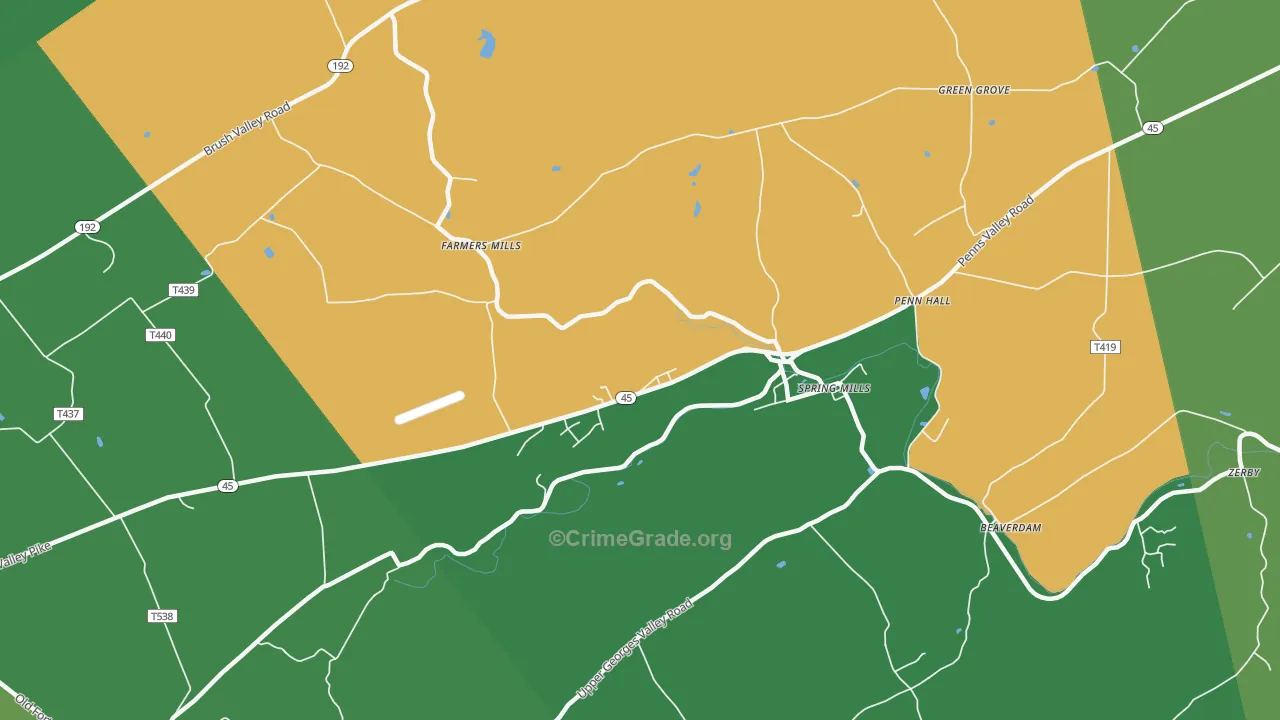 Farmers Mills, PA Map of Assault Rates