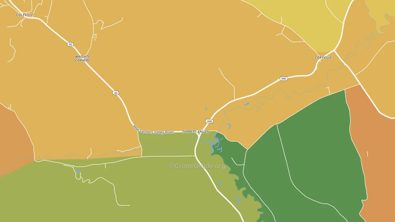 Farmers Valley, PA Map of Assault Rates