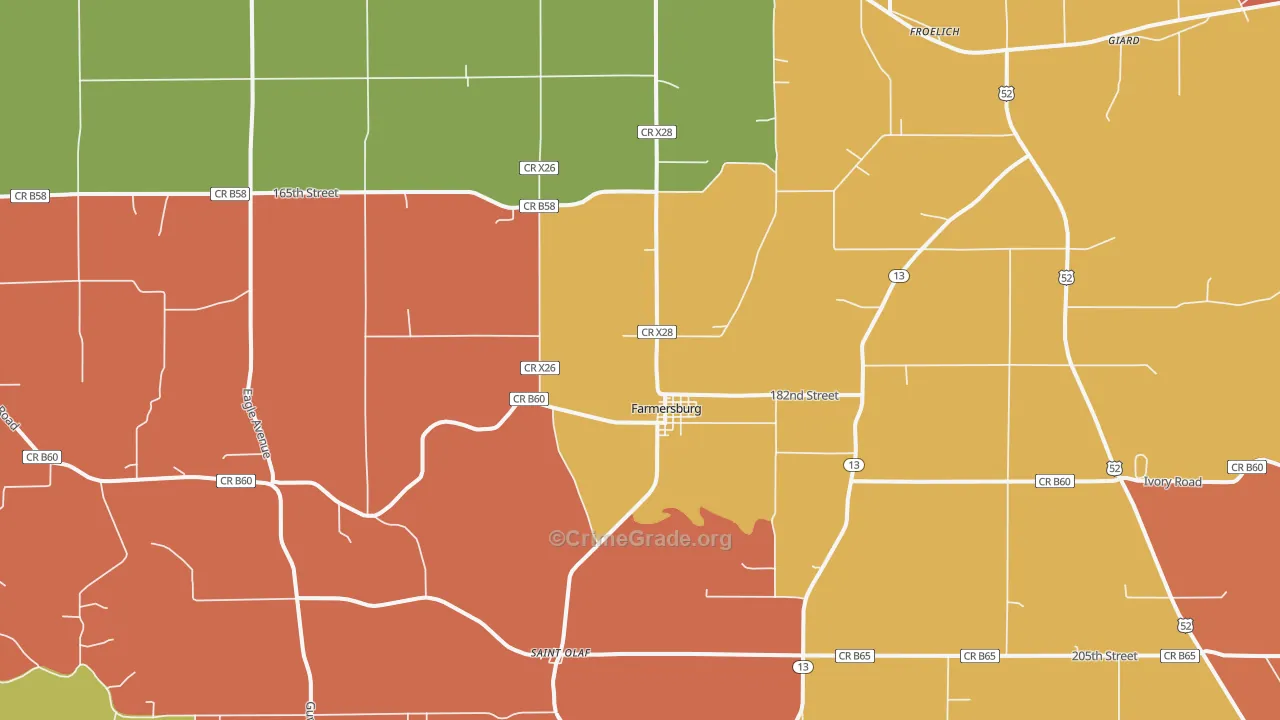 Farmersburg, IA Map of Assault Rates