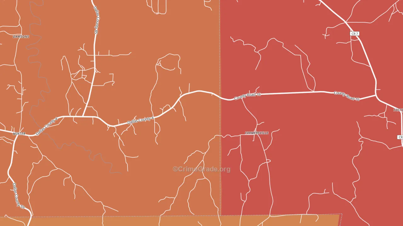 Farmersville, AL Map of Assault Rates