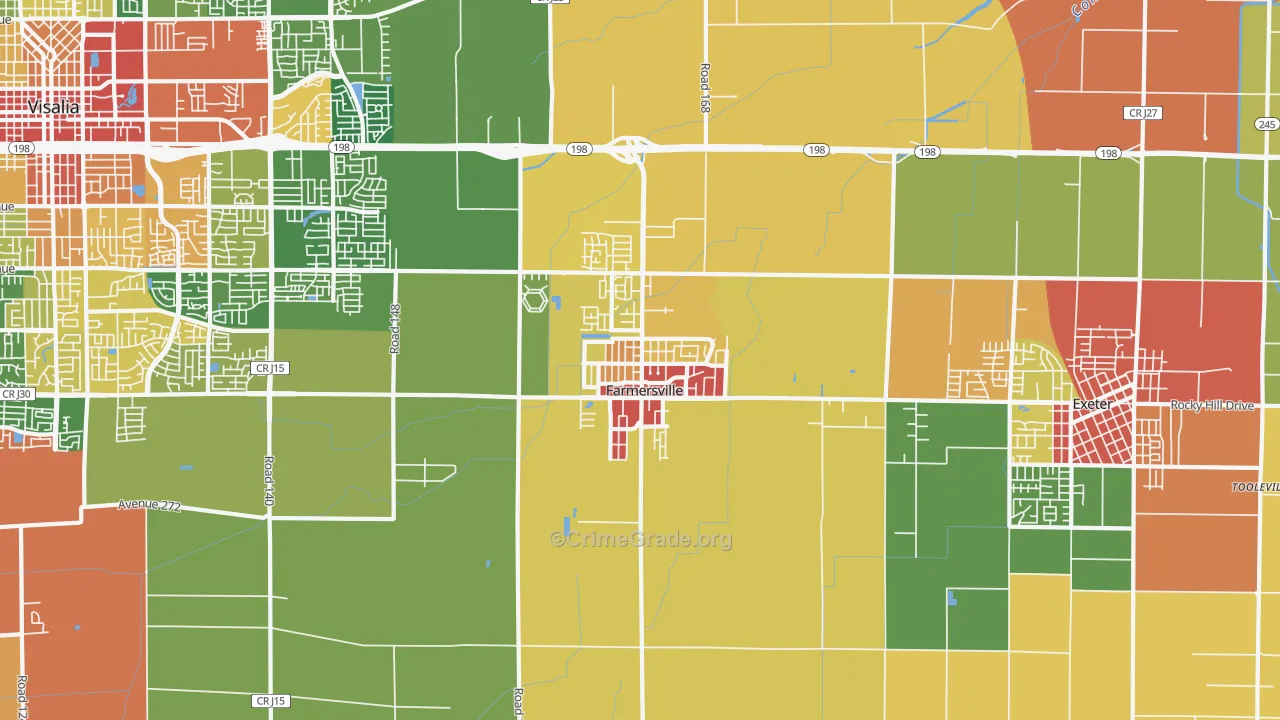 Farmersville, CA Map of Assault Rates
