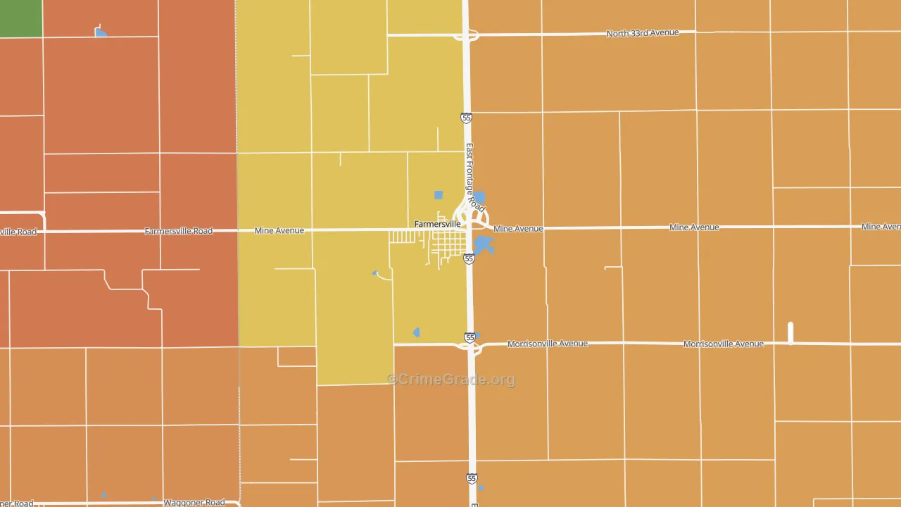 Farmersville, IL Map of Assault Rates