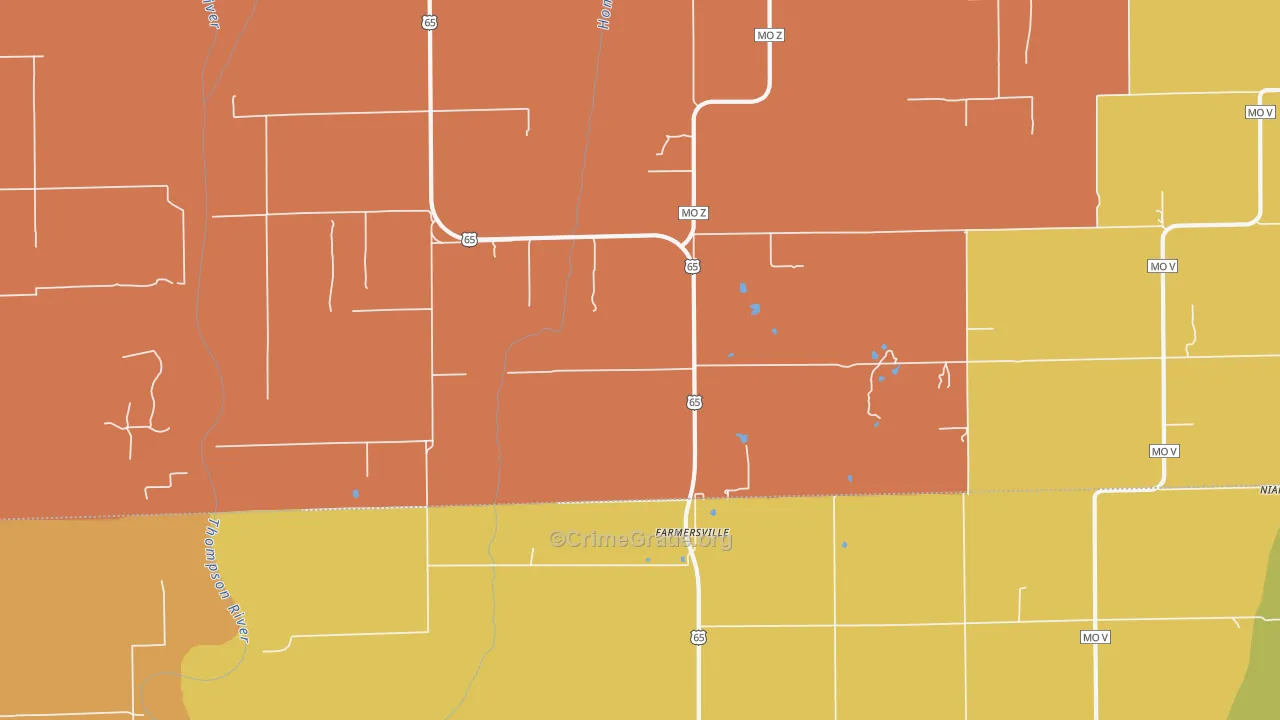 Farmersville, MO Map of Assault Rates