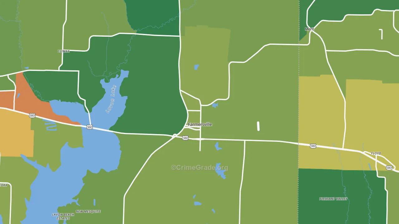 Farmersville, TX Map of Assault Rates