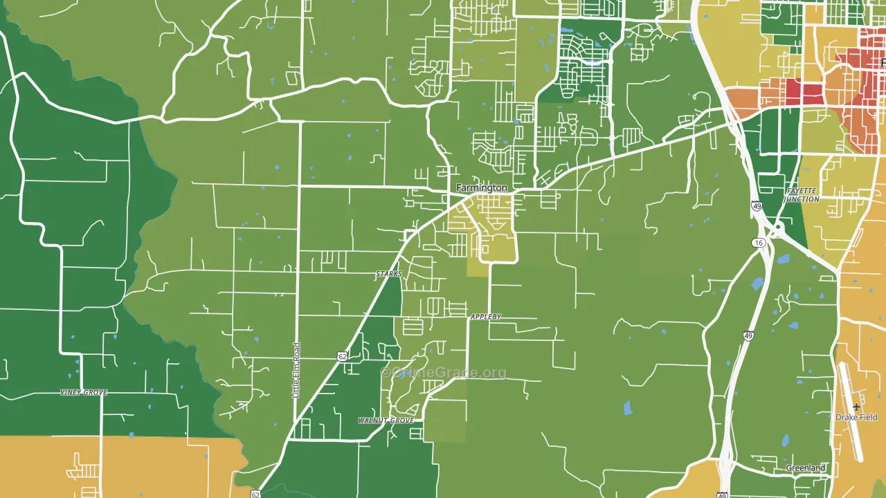 Farmington, AR Map of Assault Rates