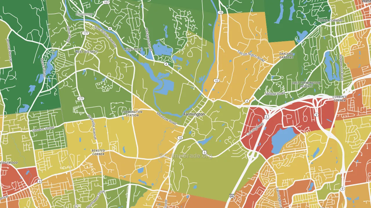 Farmington, CT Map of Assault Rates