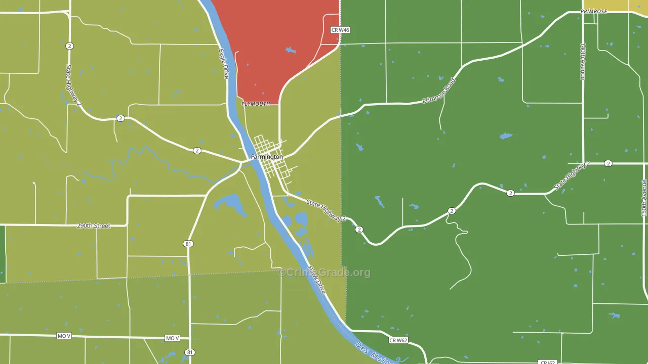 Farmington, IA Map of Assault Rates