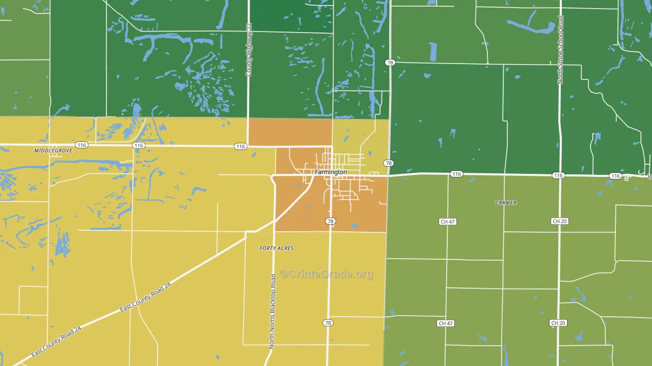 Farmington, IL Map of Assault Rates