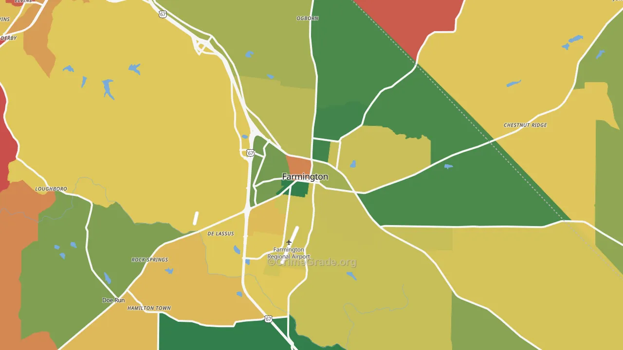 Farmington, MO Map of Assault Rates