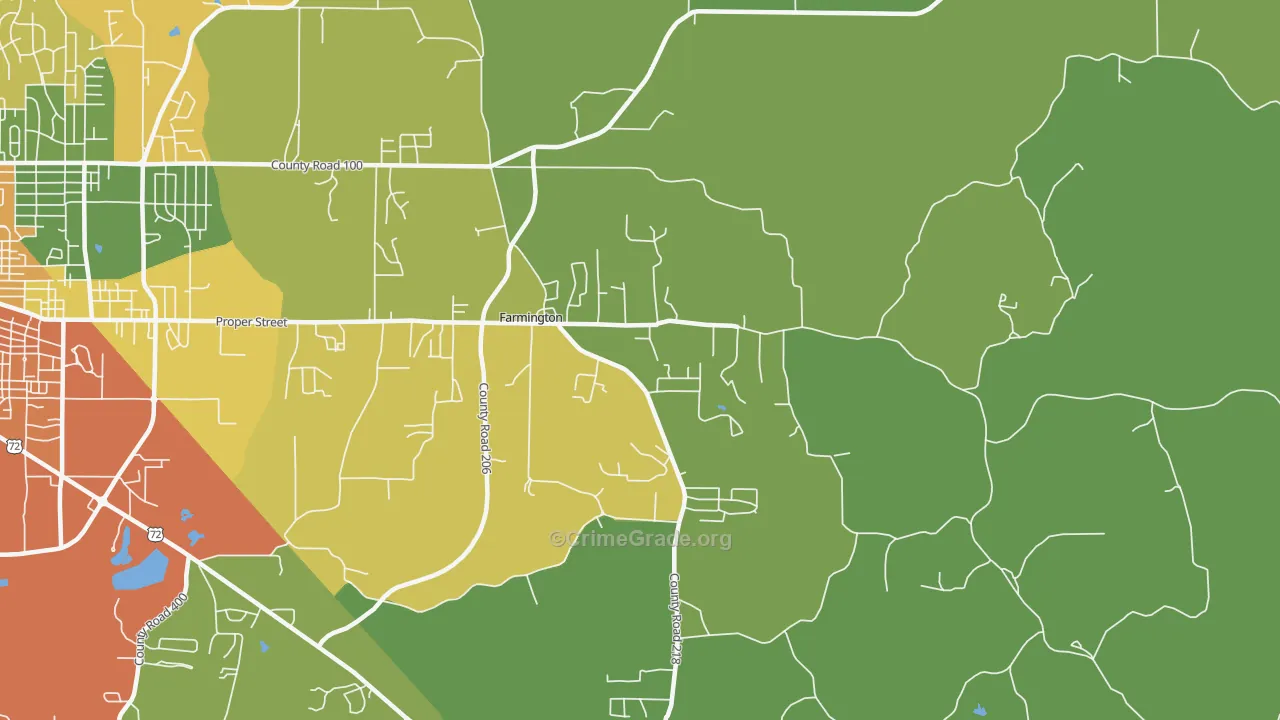 Farmington, MS Map of Assault Rates