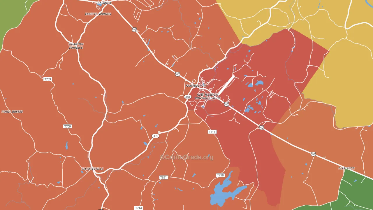 Farmington, PA Map of Assault Rates