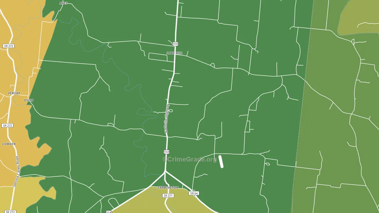 Farmington, TN Map of Assault Rates