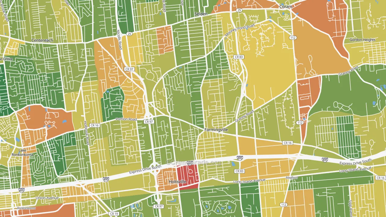 Farmingville, NY Map of Assault Rates