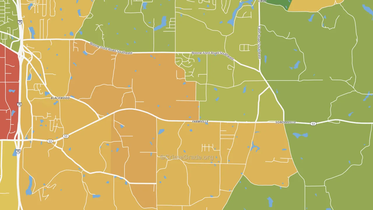 Farmville, GA Map of Assault Rates