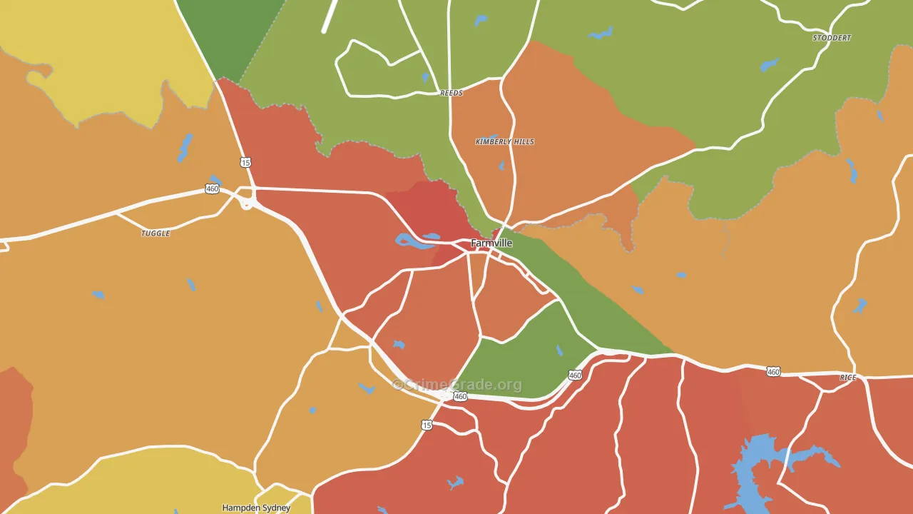 Farmville, VA Map of Assault Rates
