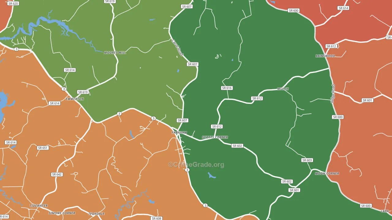 Farnham, VA Map of Assault Rates