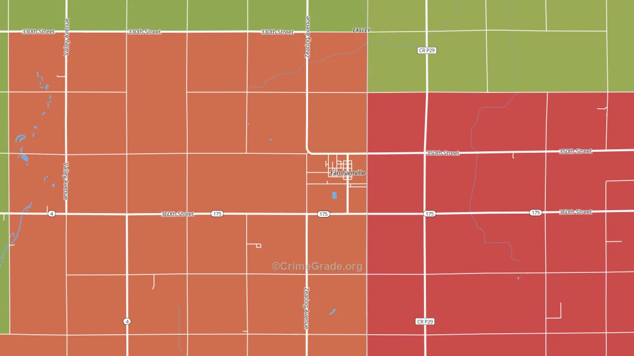 Farnhamville, IA Map of Assault Rates