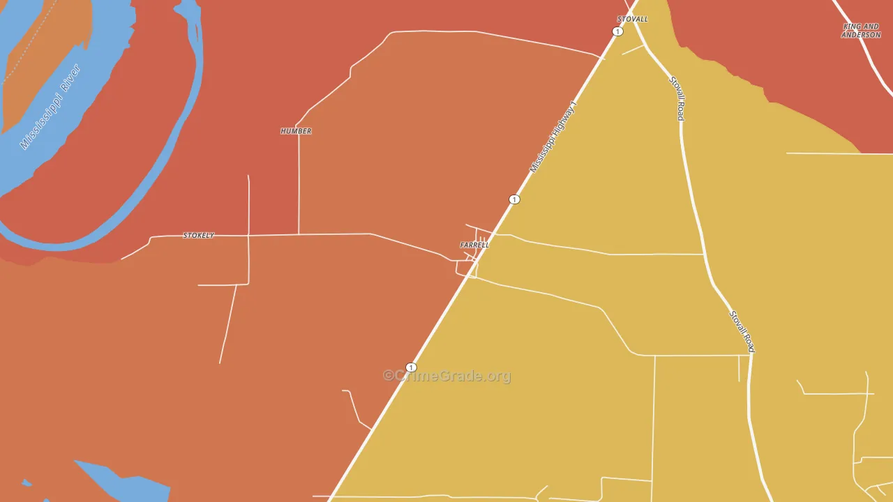Farrell, MS Map of Assault Rates