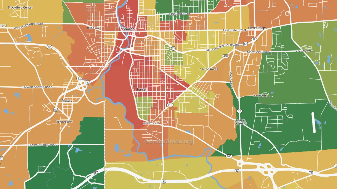 Farrell, PA Map of Assault Rates