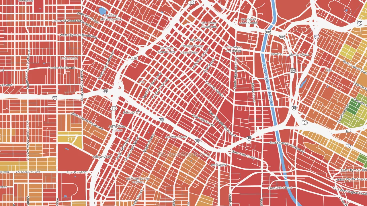 Fashion District, Los Angeles, CA Map of Assault Rates