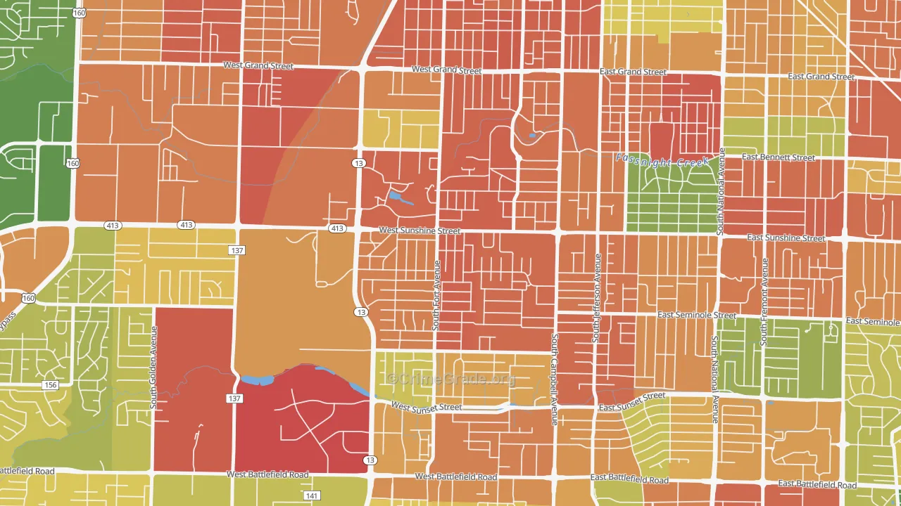 Fassnight, Springfield, MO Map of Assault Rates