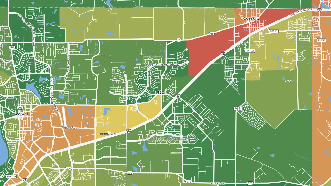 Fate, TX Map of Assault Rates