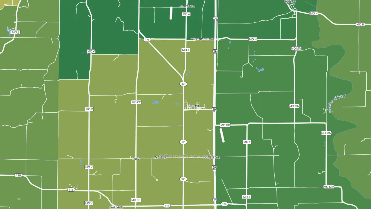 Faucett, MO Map of Assault Rates