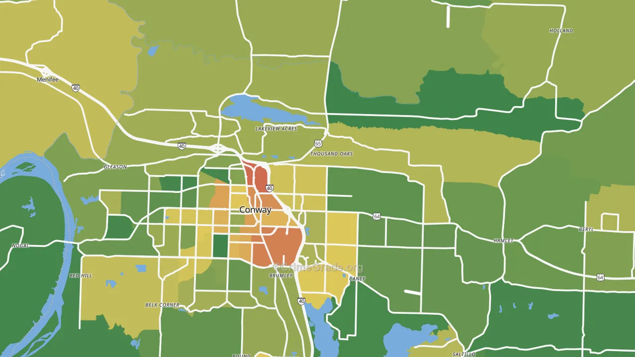 Faulkner County, AR Map of Assault Rates