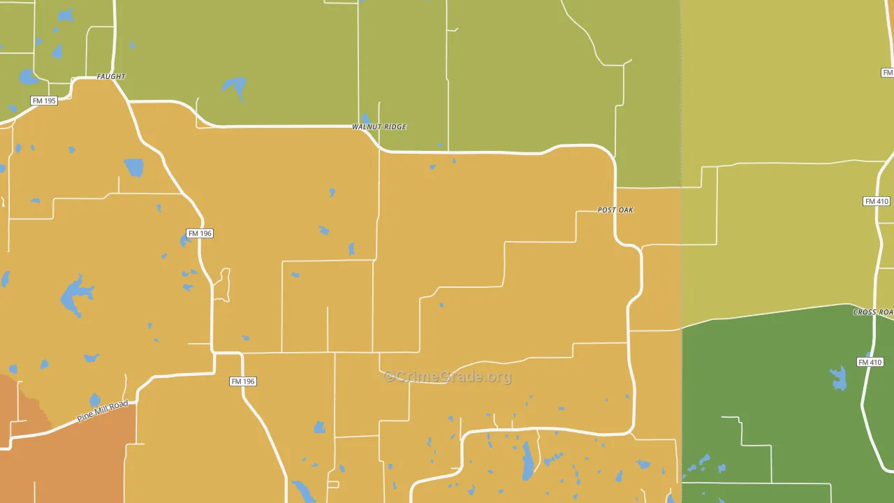 Faulkner, TX Map of Assault Rates