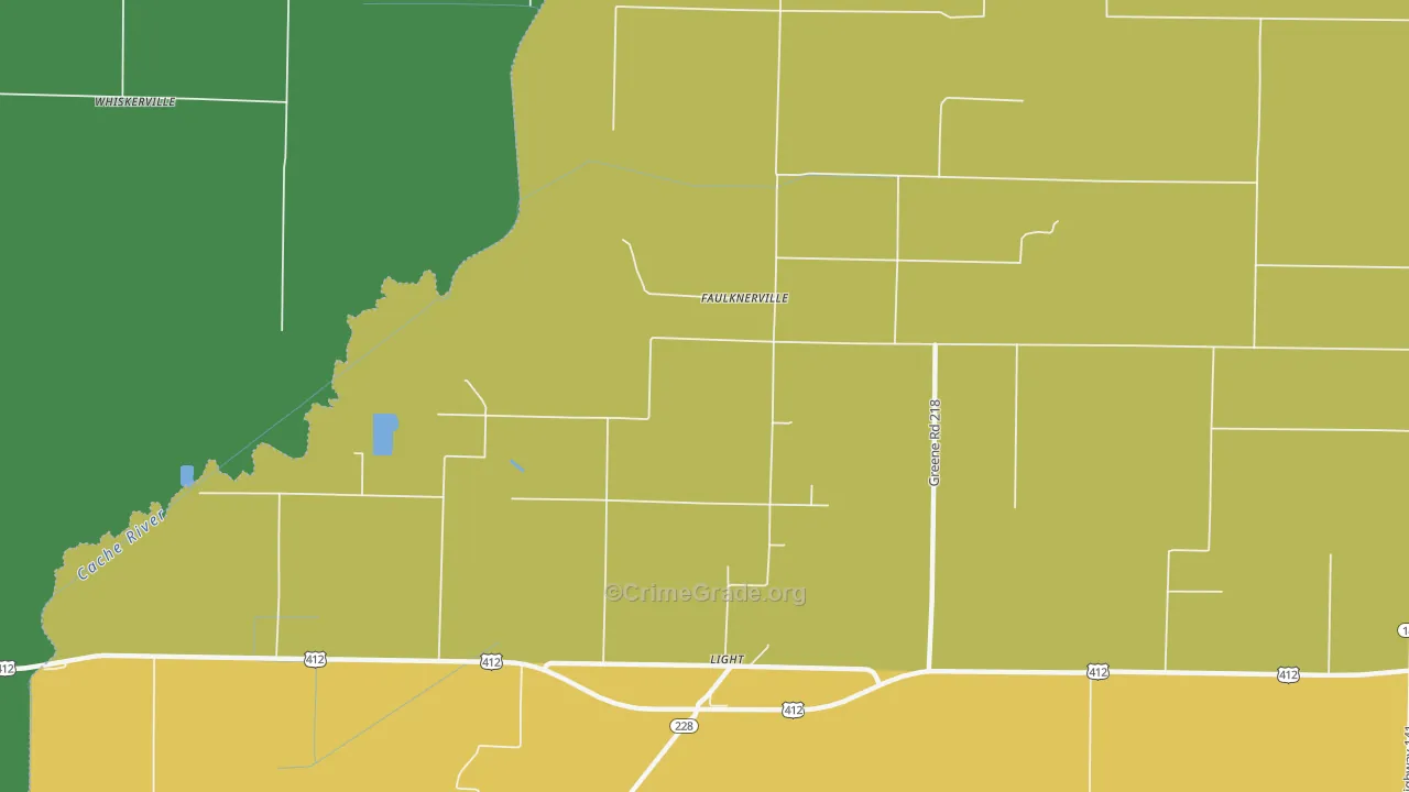 Faulknerville, AR Map of Assault Rates