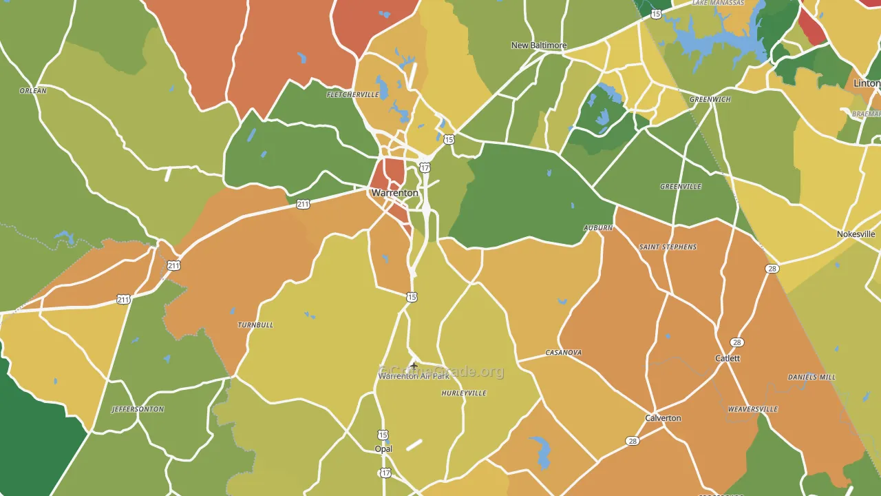 Fauquier County, VA Map of Assault Rates